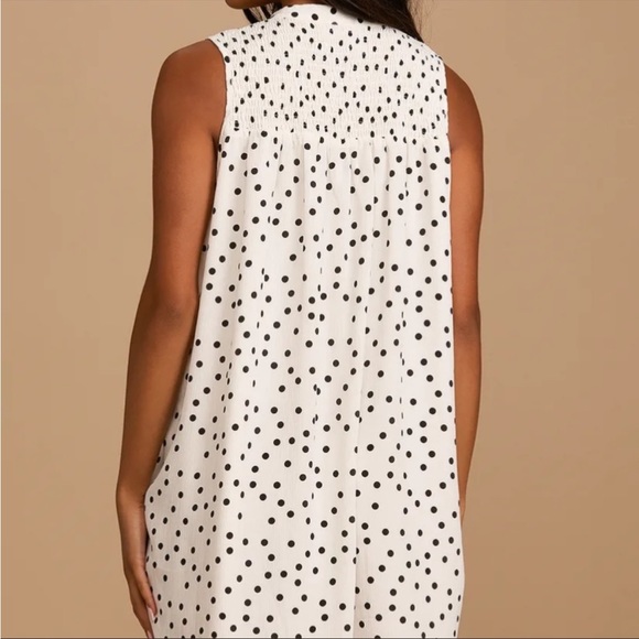 NWT Lulus Genuine Adoration White Polka Dot Babydoll Dress Sz M Shift Sleeveless - Picture 10 of 11